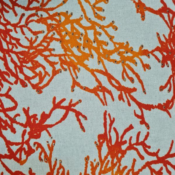 Stoff Meterware Baumwolle "Corail" orange rot Koralle natur 0,5