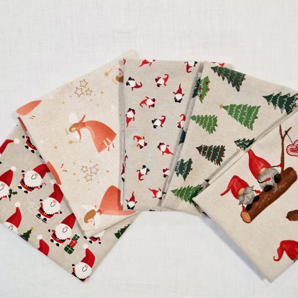 Stoffpaket "Bestseller Weihnachten" natur Quilten Patchwork 5 Stücke a 50cm x 70cm