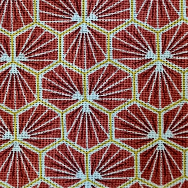 Stoff Baumwolle "Riad" rot Blüten Waben sechseck grafisch 0,5
